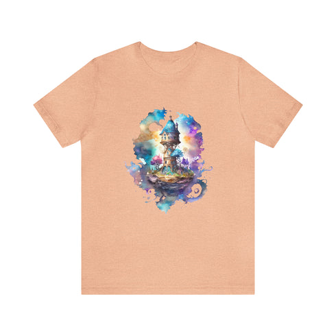 The Wizard's Floating Tower - Short Sleeve Tee Heather Peach